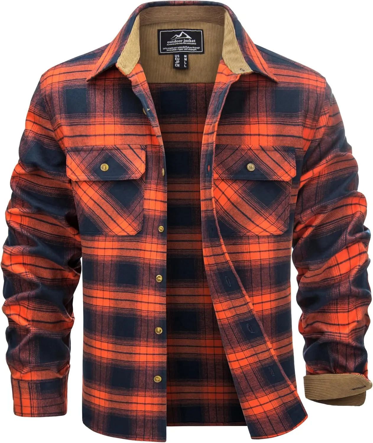 TACVASEN Men's Flannel Shirts Cotton Plaid Shirt Long Sleeve Button Up Shirt Jackets with 2 Chest Pockets