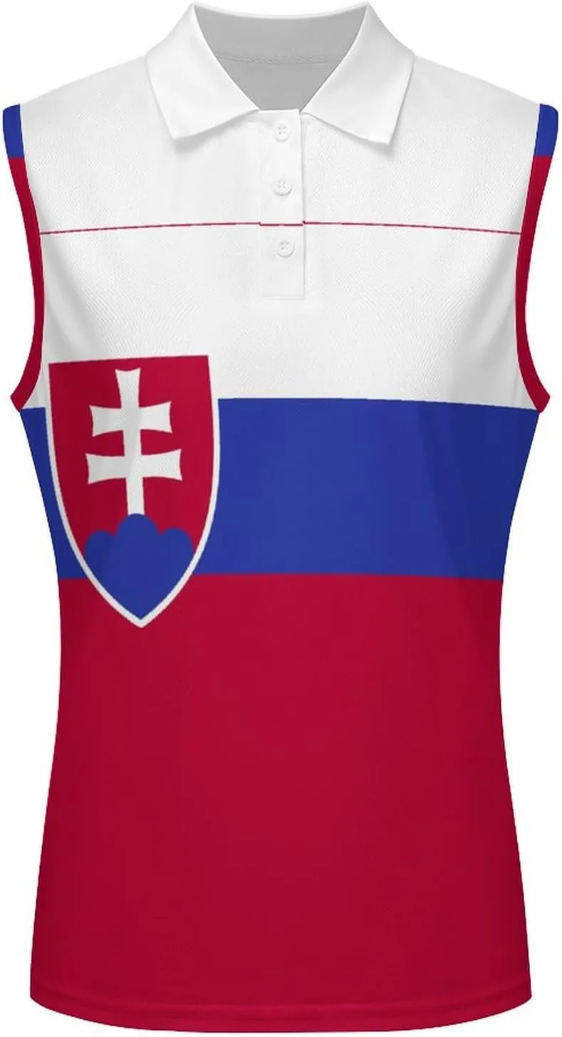 TAIZIYEAH Saint Kitts and Nevis Flag Women's Sleeveless PO-LO Shirts Collared V Neck Tennis Tank Tops Quick Dry Lightweight