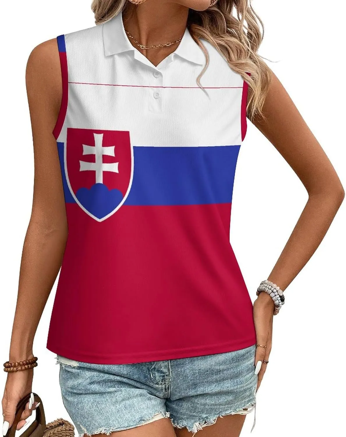 TAIZIYEAH Saint Kitts and Nevis Flag Women's Sleeveless PO-LO Shirts Collared V Neck Tennis Tank Tops Quick Dry Lightweight