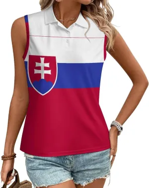 TAIZIYEAH Saint Kitts and Nevis Flag Women's Sleeveless PO-LO Shirts Collared V Neck Tennis Tank Tops Quick Dry Lightweight
