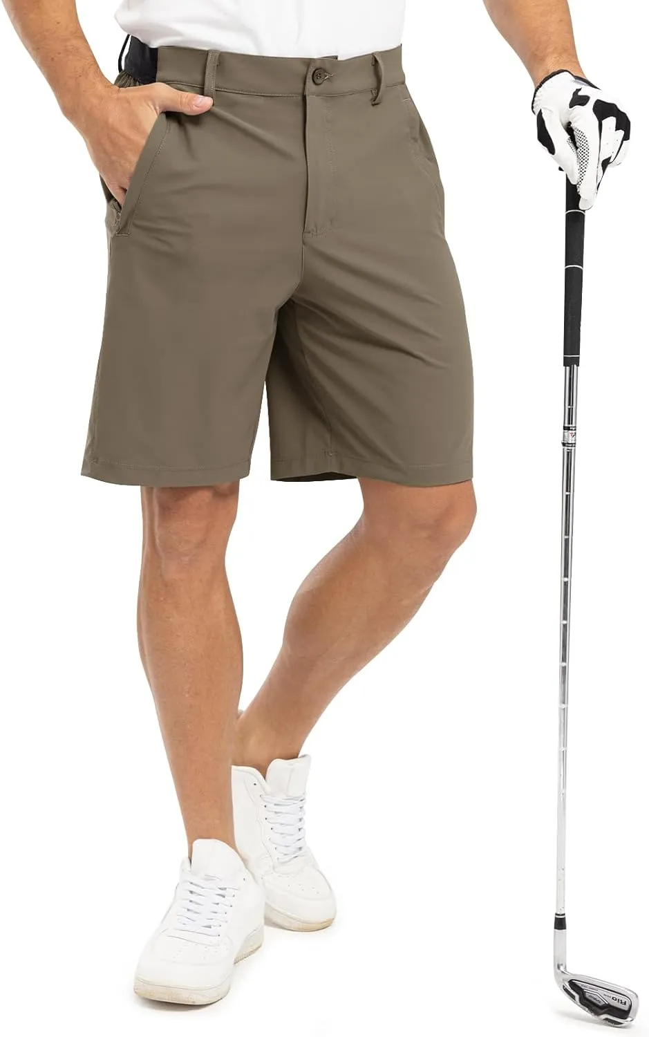 TBMPOY Men's 9" Golf Shorts Quick Dry Casual Shorts Dress Shorts Flat Front Stretch Lightweight for Work Business Travel