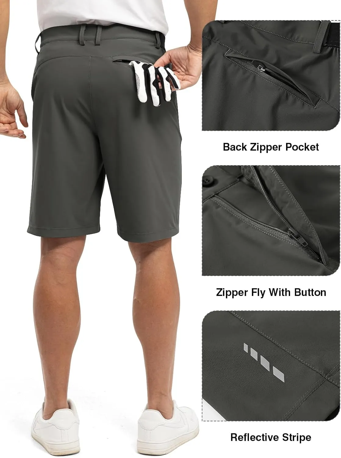 TBMPOY Men's 9" Golf Shorts Quick Dry Casual Shorts Dress Shorts Flat Front Stretch Lightweight for Work Business Travel