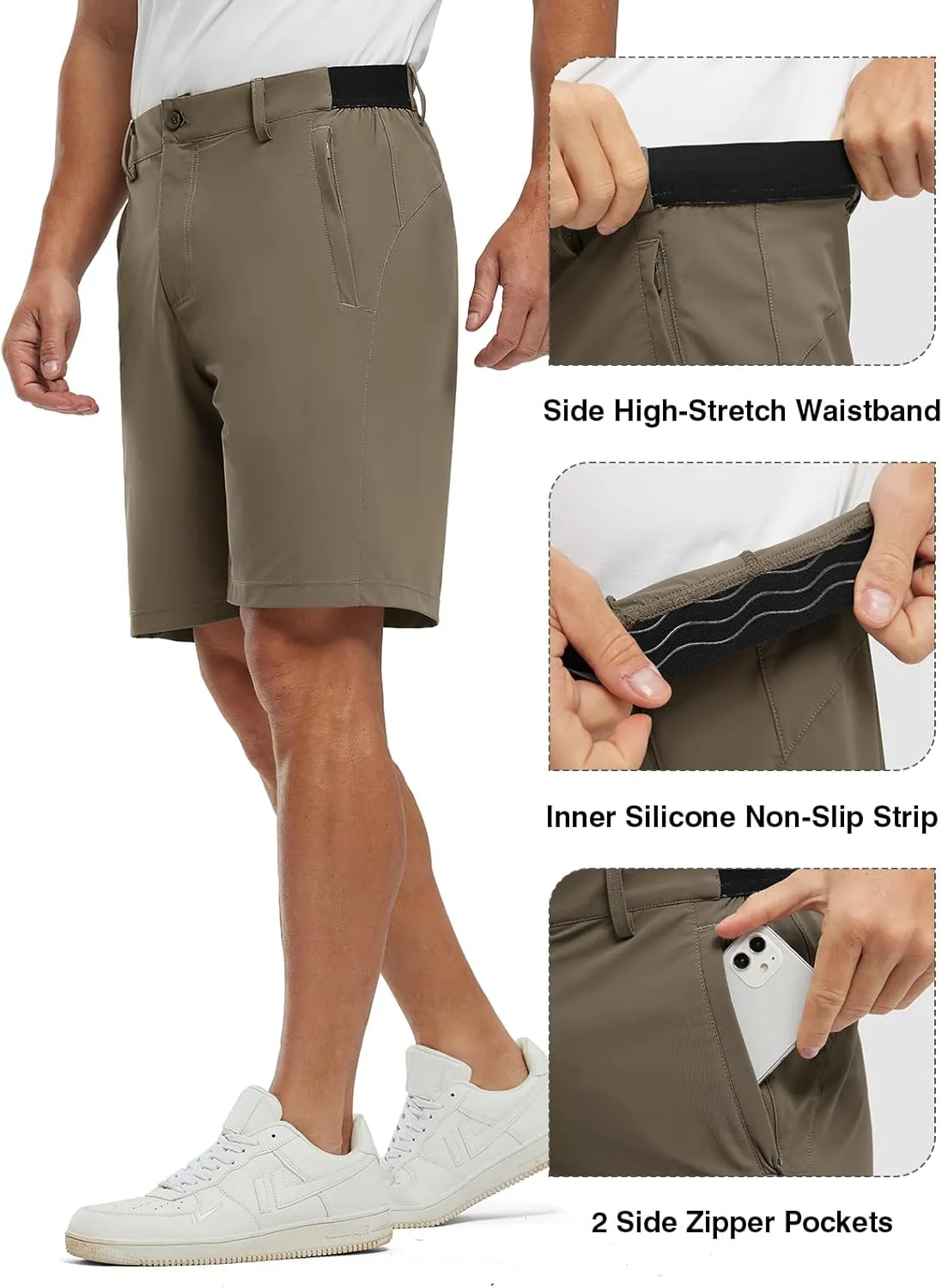 TBMPOY Men's 9" Golf Shorts Quick Dry Casual Shorts Dress Shorts Flat Front Stretch Lightweight for Work Business Travel