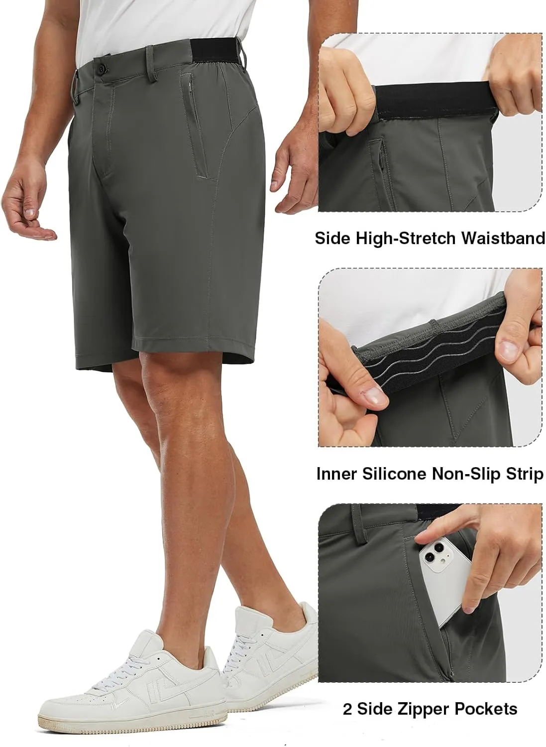TBMPOY Men's 9" Golf Shorts Quick Dry Casual Shorts Dress Shorts Flat Front Stretch Lightweight for Work Business Travel