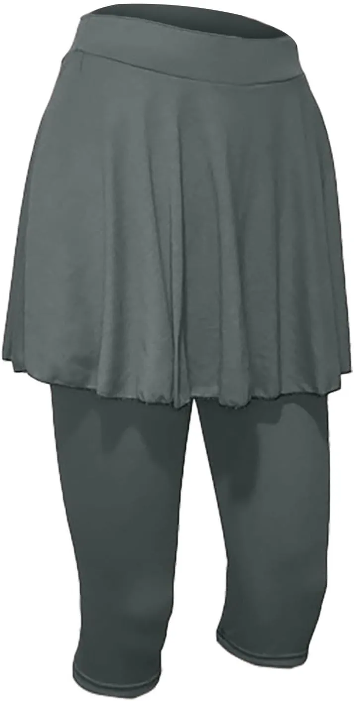 Tennis Skirted Leggings for Women Yoga Athletic Tummy Control Skort Golf Pickleball Capri Leggings with Ruffle Skirt