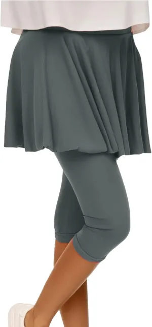 Tennis Skirted Leggings for Women Yoga Athletic Tummy Control Skort Golf Pickleball Capri Leggings with Ruffle Skirt