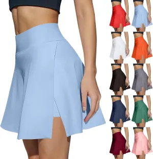 Tennis Skirts for Women with Shorts Underneath High Waisted Slit Golf Skort with Pockets Pickleball Athletic Skirt
