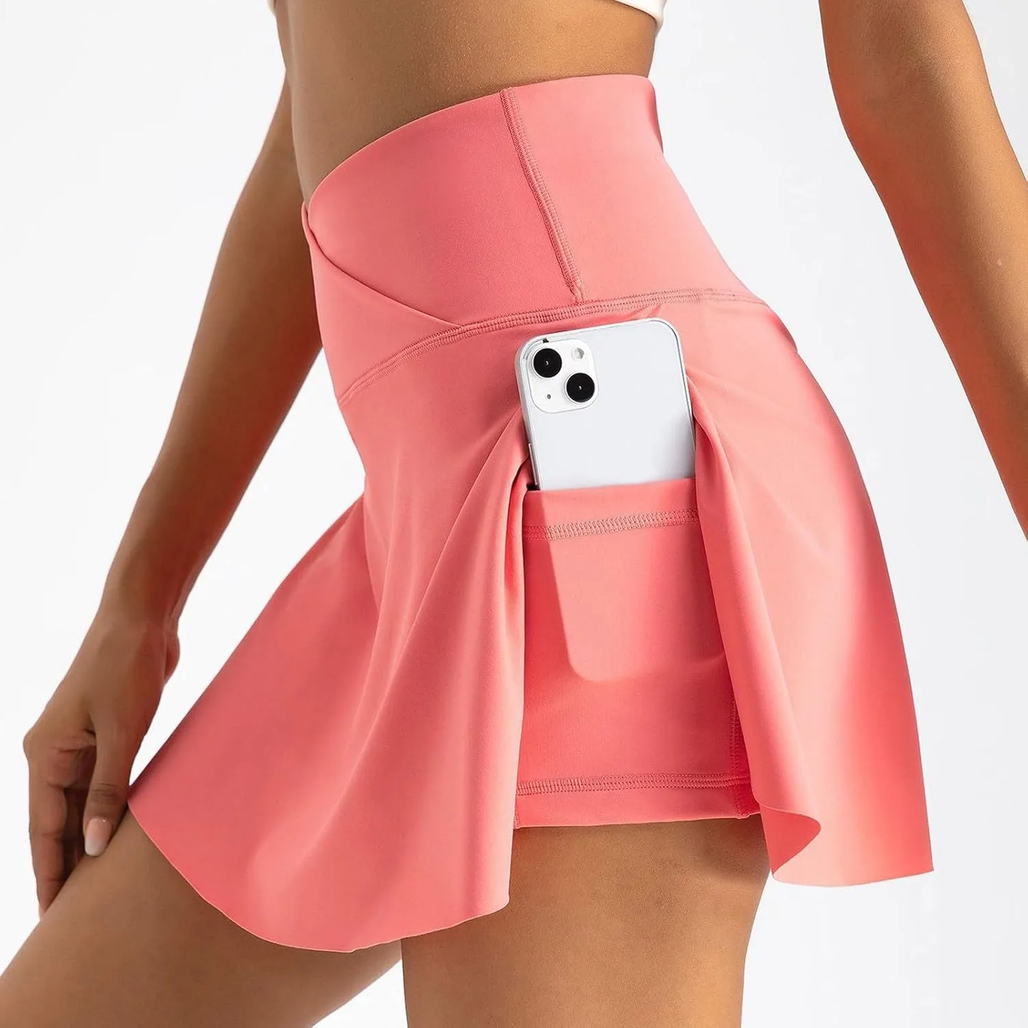 Tennis Skirts for Women with Shorts V Cross High Waisted Tummy Control Golf Skirt Gym Workout Skorts with Pockets
