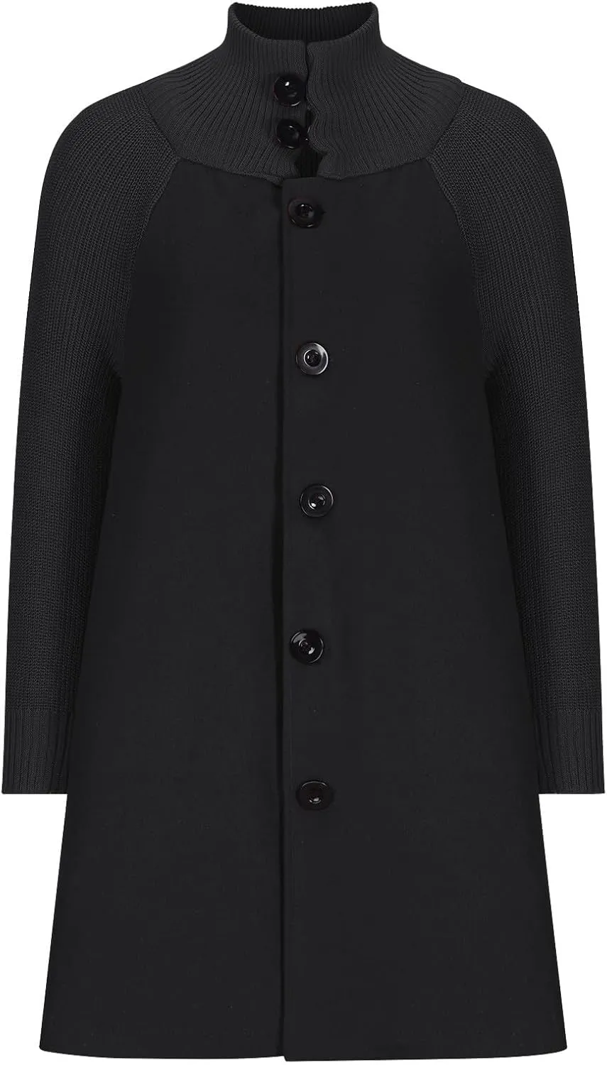 Trench Coat For Women 2024 Mid Length Fashion Button Down Long Sleeve Loose Pea Coat Solid Color Casual Winter Coat