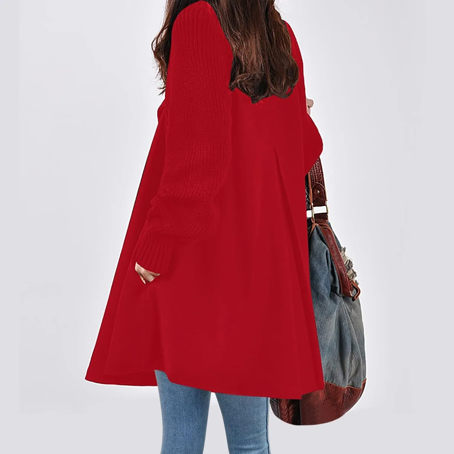 Trench Coat for Women Winter Long Wool Blend Pea Coat Casual Notched Lapel Collar Oversized Dress Coats Jacket