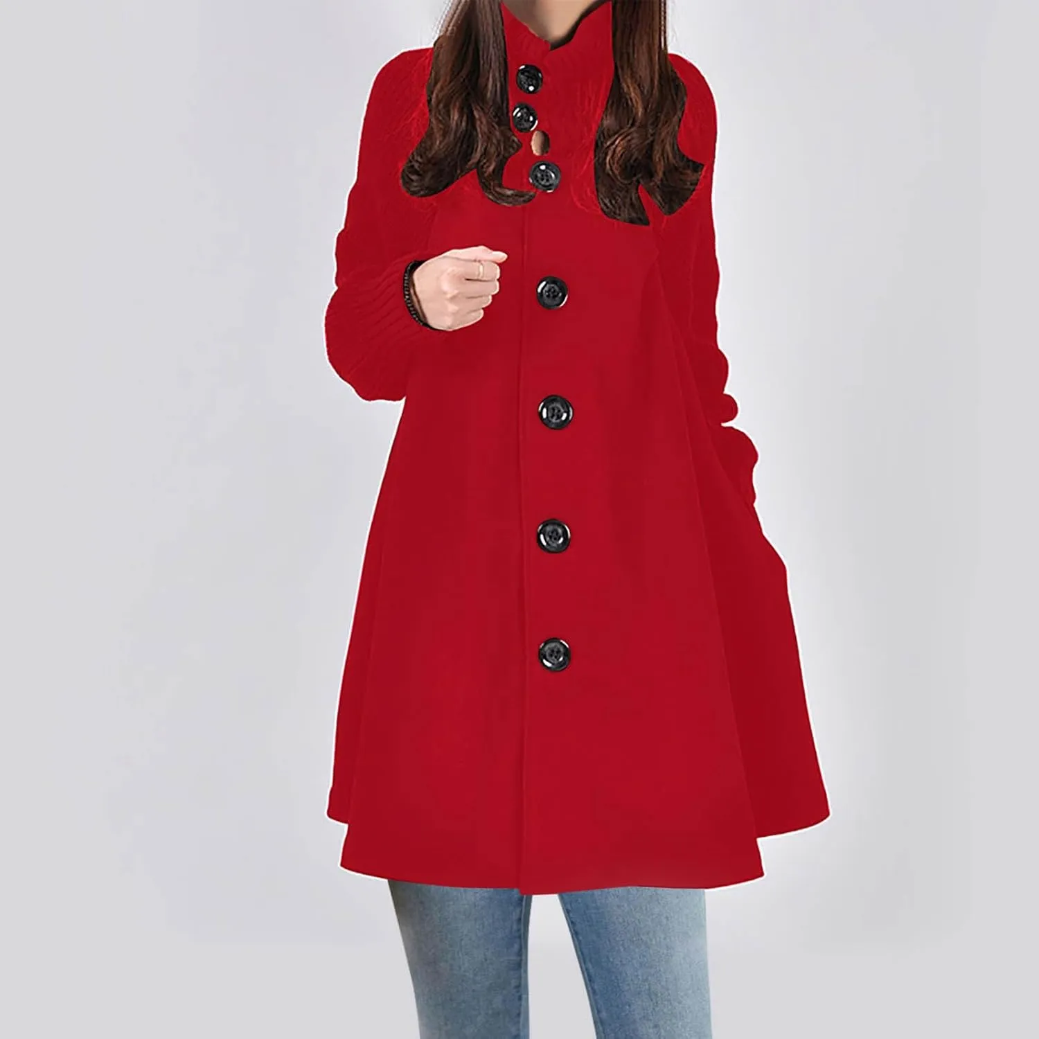 Trench Coat for Women Winter Long Wool Blend Pea Coat Casual Notched Lapel Collar Oversized Dress Coats Jacket