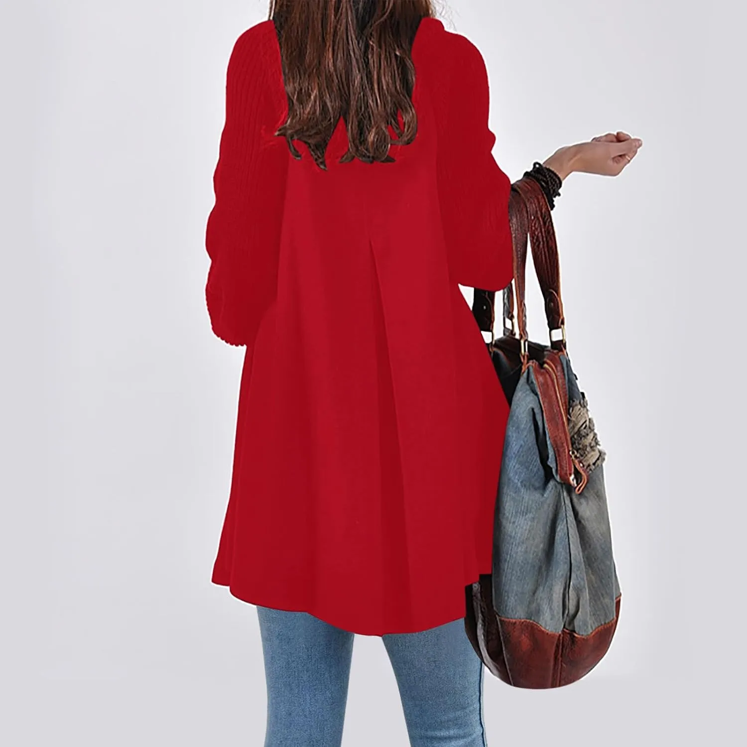 Trench Coat for Women Winter Long Wool Blend Pea Coat Casual Notched Lapel Collar Oversized Dress Coats Jacket