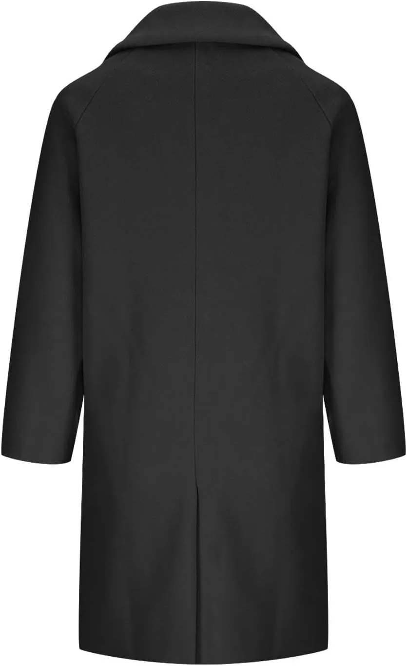 Trench Coats for Women Casual Double Breasted Notched Lapel Wool Coats Winter Warm Oversized Long Pea Coat Jackets