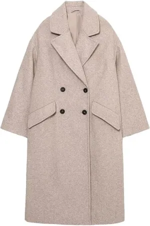 Trench Coats for Women Casual Wool Blend Fall Winter Warm Jacket Notch Lapel Single-Breasted Pea Coat With Pockets