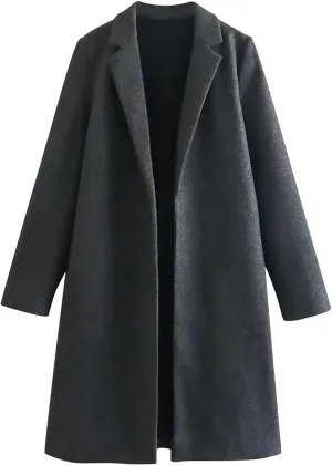 Trench Coats for Women, Elegant Mid Long Windproof Coat Winter Slim Jackets Windbreaker Solid Outerwear 2024