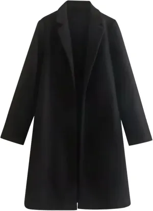 Trench Coats for Women, Elegant Mid Long Windproof Coat Winter Slim Jackets Windbreaker Solid Outerwear 2024