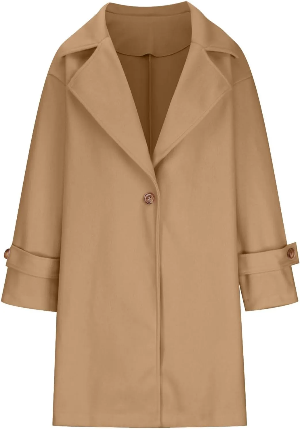 Trench Coats for Women Open Front Coatigan Pea Coat Long Sleeve Lapel Collared Wool Winter Coat Ovecoats