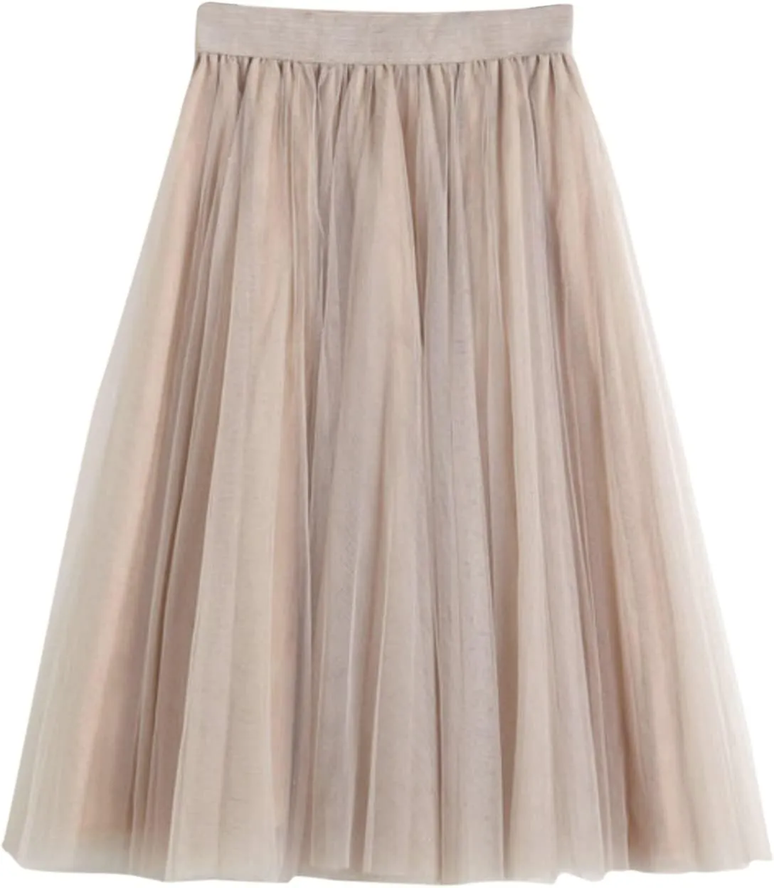 Tulle Skirts for Women Cute Puffy Wedding Midi Tutu Skirts Ruffle Mesh Vintage Chiffon A Line Pleated Party Skirt