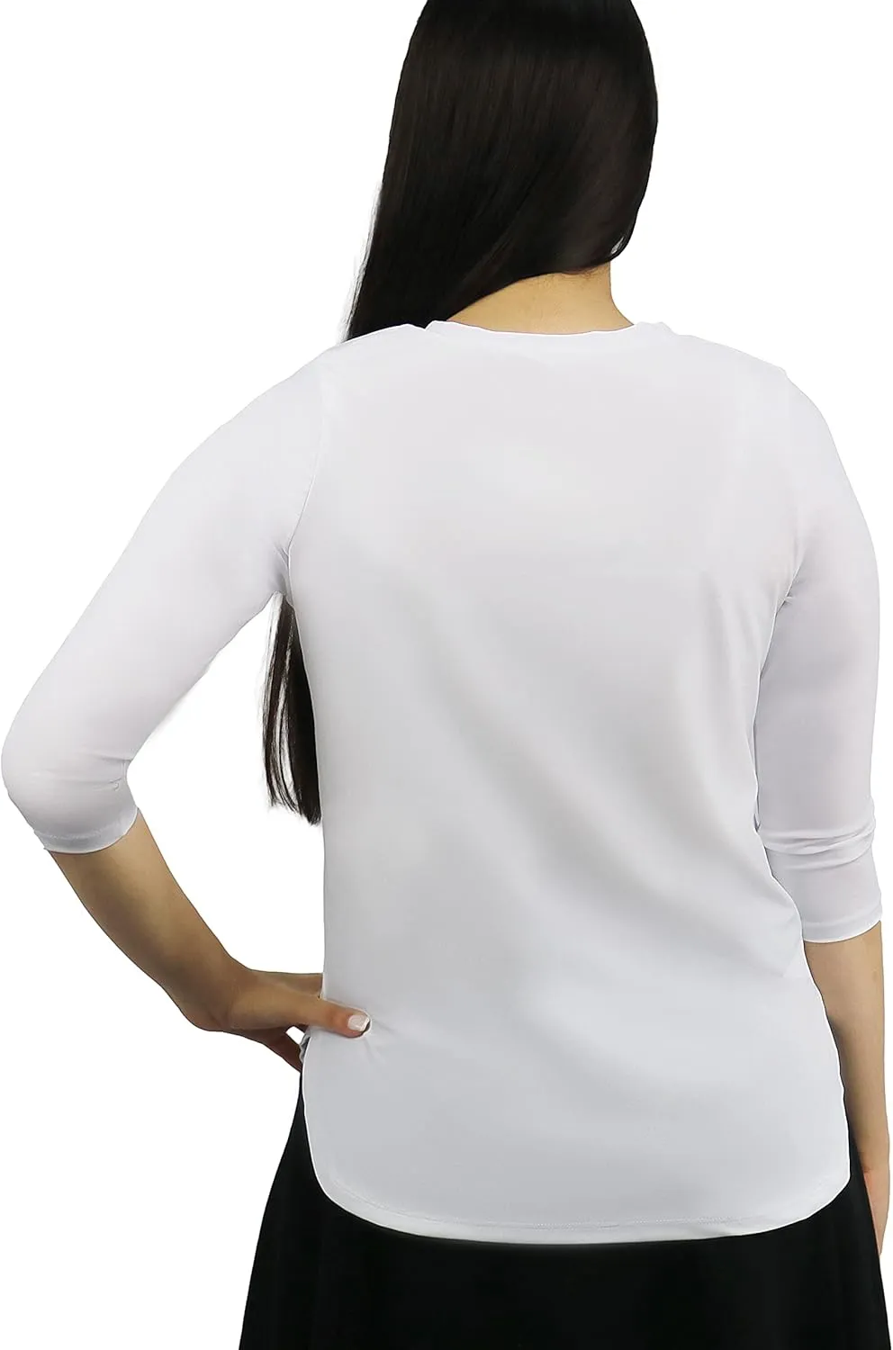 Tznius Shirt Rash Guard 3/4 Sleeve w/Zipper for Woman- Modest Shirt Swimsuit for Swim