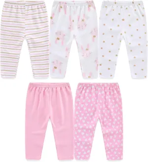 Unisex Baby Boy Girl Pants Sets Cotton Soft Infants Bottoms Casual 5 Pack 0-12 Month Babies' Leggings