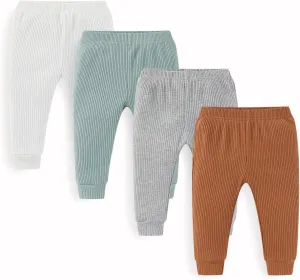 Unisex Baby Boy Girl Pants Sets Ribbed Soft Infants Bottoms Casual 4 Pack 0-24 Month Babies' Leggings