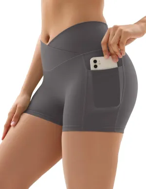 Vertvie Gym Shorts Women 3"/ 9" Crossover Biker Shorts High Waisted Spandex Workout Yoga Volleyball Booty Shorts with Pockets