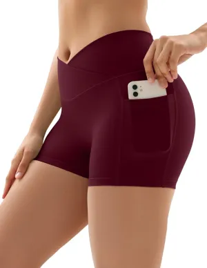 Vertvie Gym Shorts Women 3"/ 9" Crossover Biker Shorts High Waisted Spandex Workout Yoga Volleyball Booty Shorts with Pockets