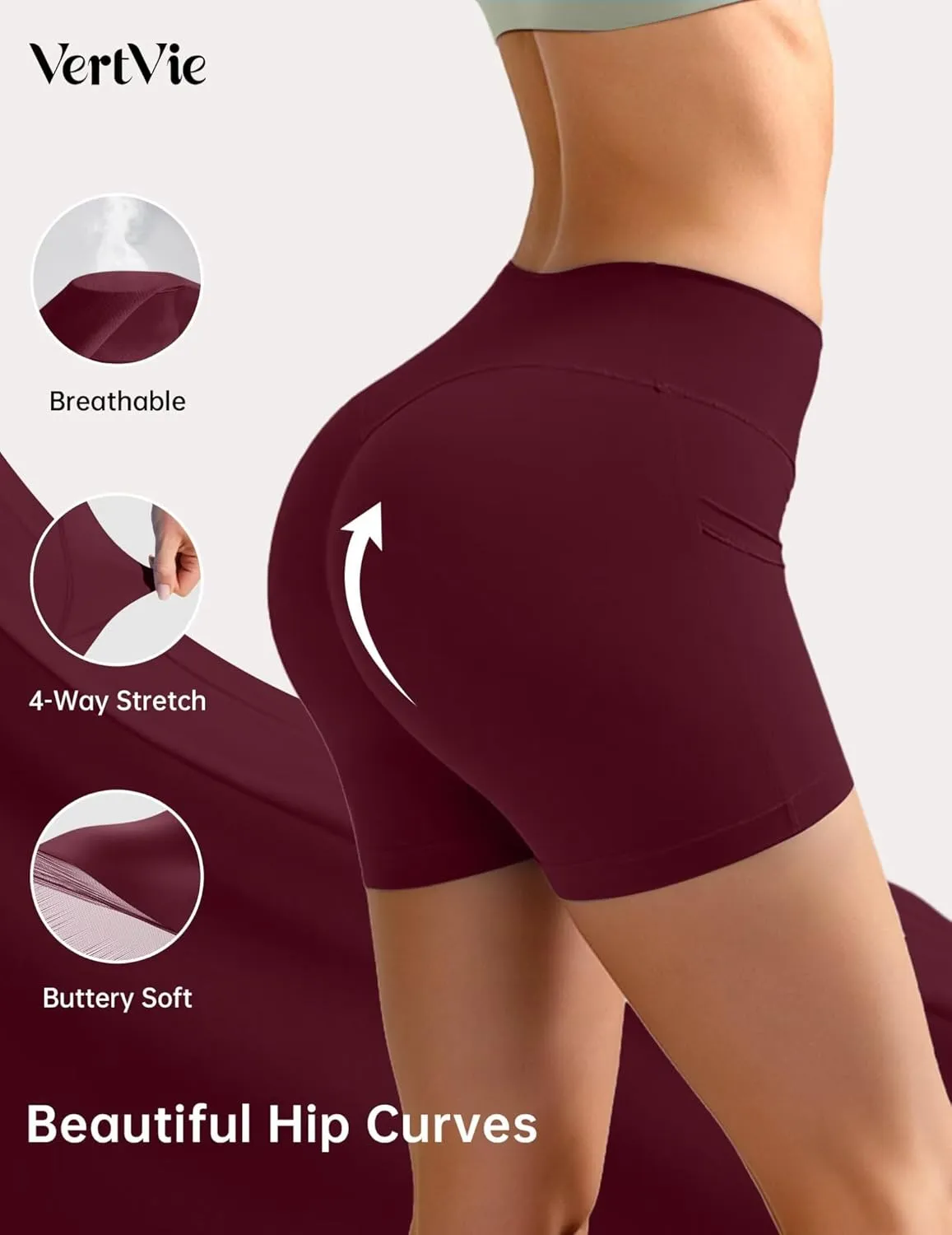 Vertvie Gym Shorts Women 3"/ 9" Crossover Biker Shorts High Waisted Spandex Workout Yoga Volleyball Booty Shorts with Pockets