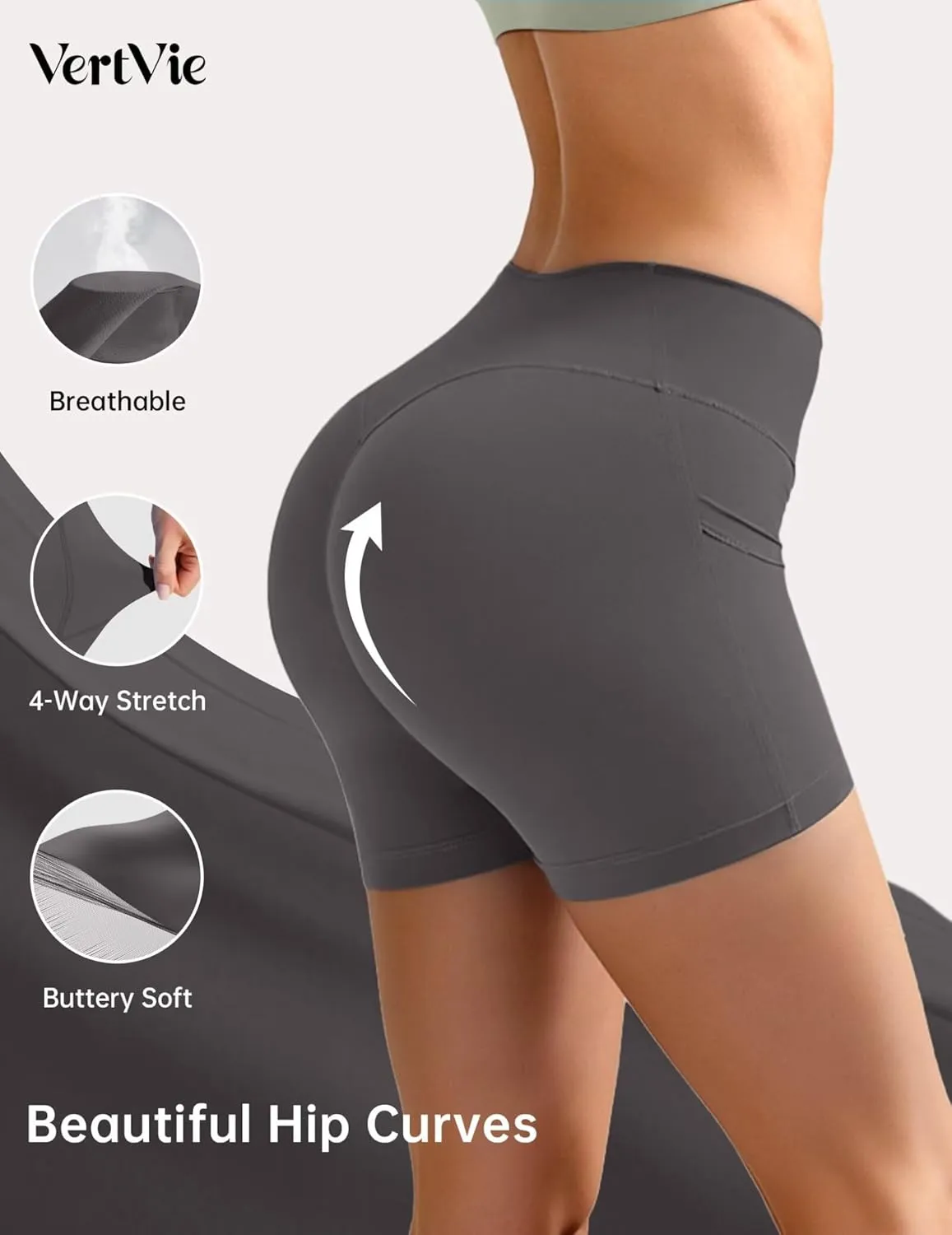 Vertvie Gym Shorts Women 3"/ 9" Crossover Biker Shorts High Waisted Spandex Workout Yoga Volleyball Booty Shorts with Pockets