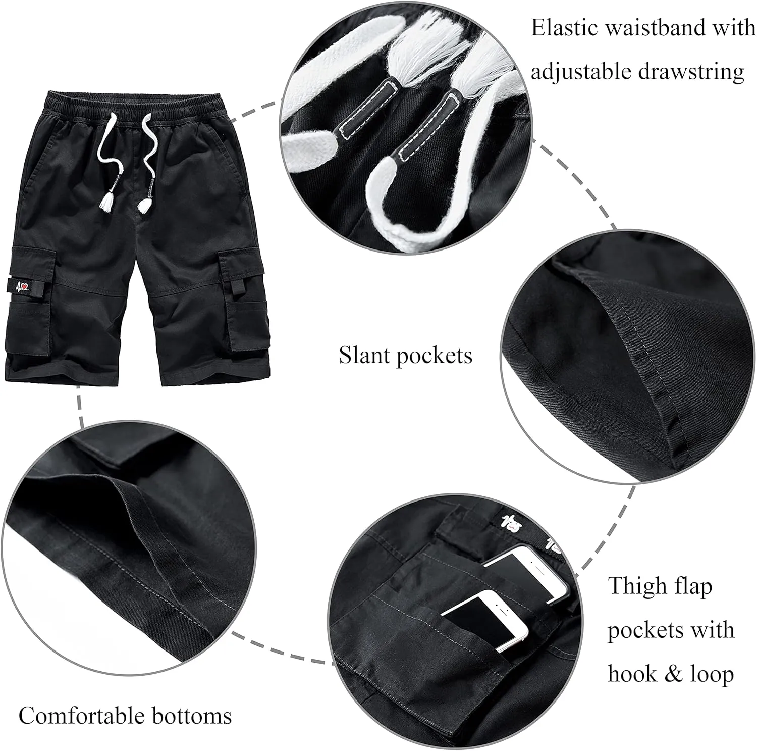 VtuAOL Women's Cargo Shorts Elastic Waist Comfy Cotton Loose Fit Shorts