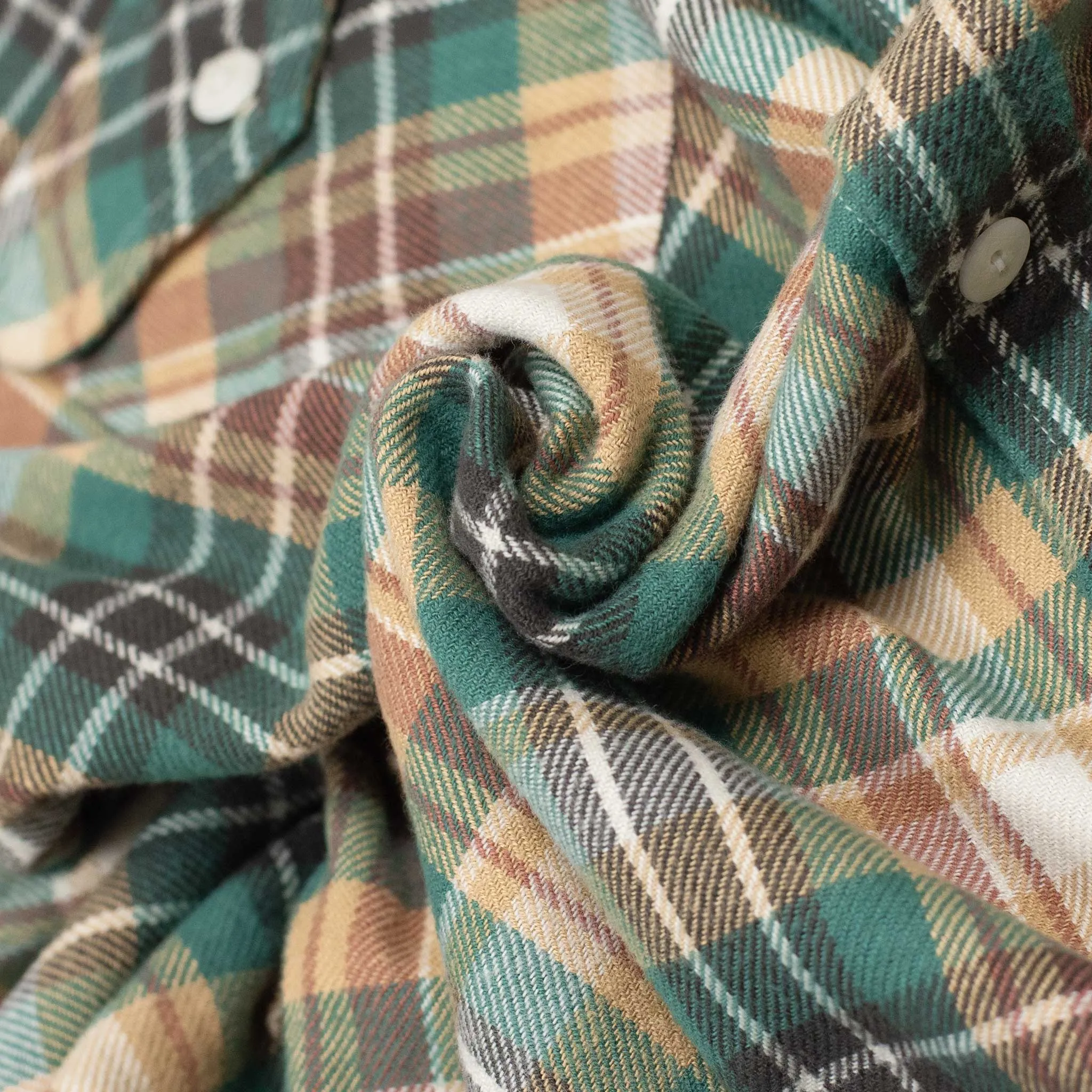 Washed flannel workshirt in Logger Plaid cotton