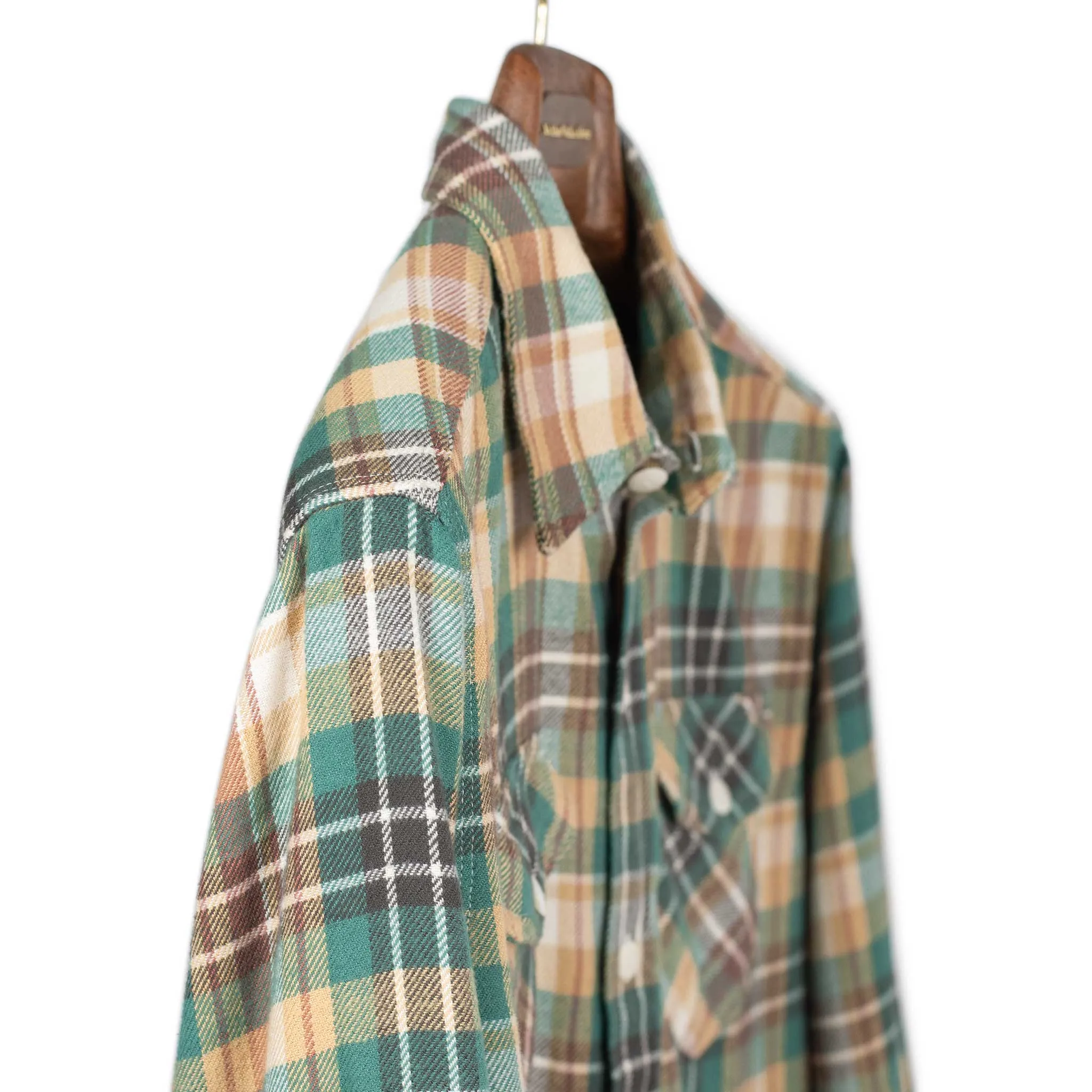 Washed flannel workshirt in Logger Plaid cotton
