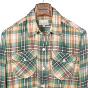 Washed flannel workshirt in Logger Plaid cotton