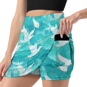 White Pigeons Green Lake Women's Skort Athletic Skirt Golf Skorts A-line Skirts with Built-in Shorts Pockets