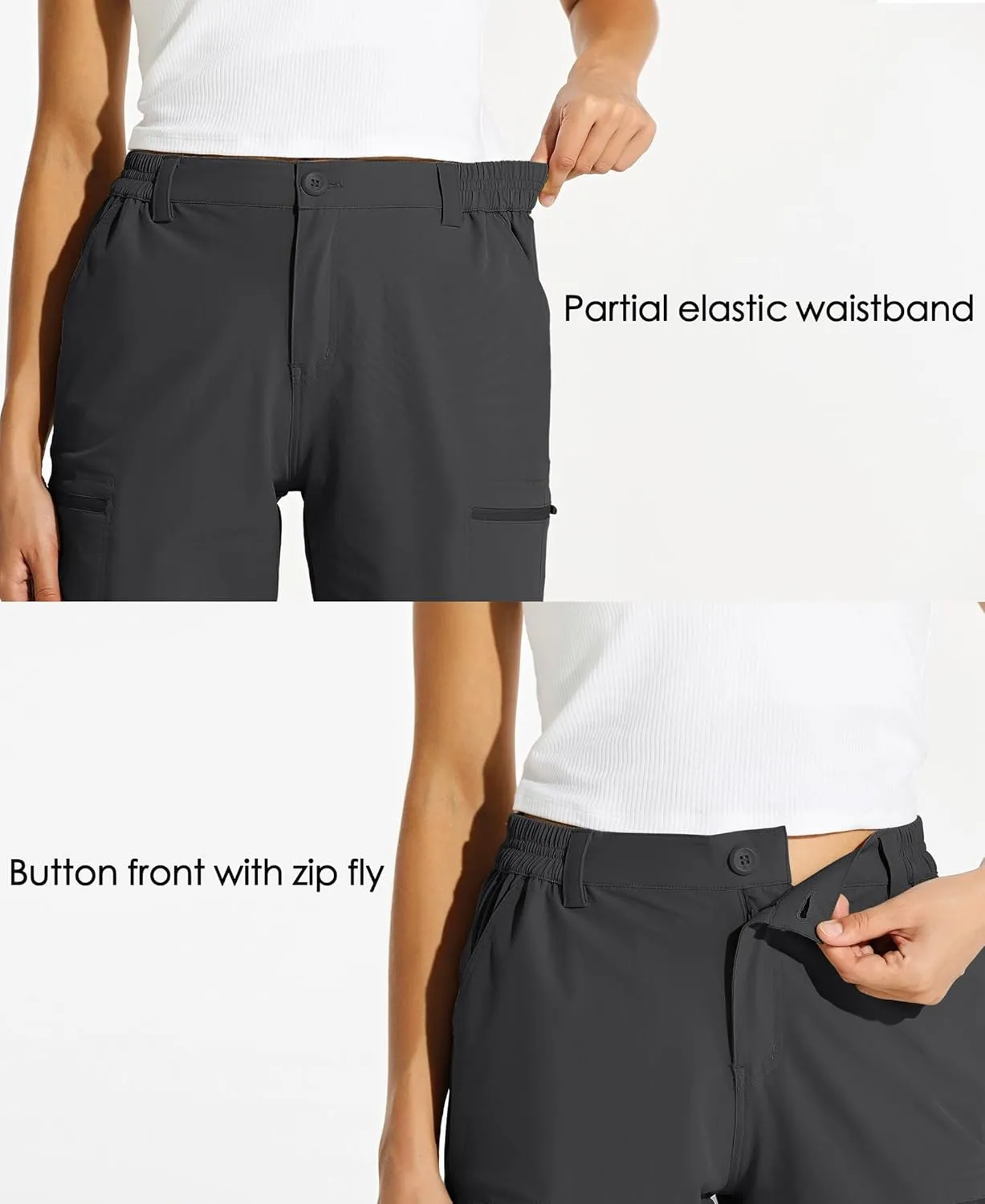Willit Women's 10" Hiking Cargo Shorts Stretch Golf Active Long Shorts Quick Dry Outdoor Summer Shorts