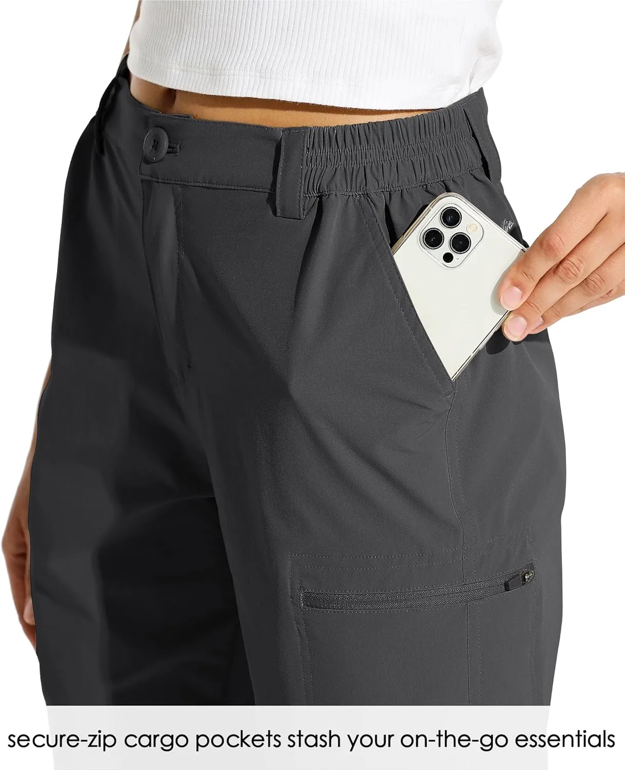 Willit Women's 10" Hiking Cargo Shorts Stretch Golf Active Long Shorts Quick Dry Outdoor Summer Shorts