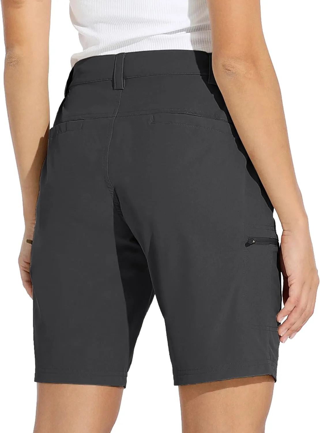 Willit Women's 10" Hiking Cargo Shorts Stretch Golf Active Long Shorts Quick Dry Outdoor Summer Shorts