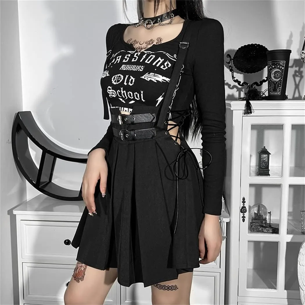 win2win Punk Goth Skirt Black Gothic Grunge Y2k Skirts for Women or Teen Girls