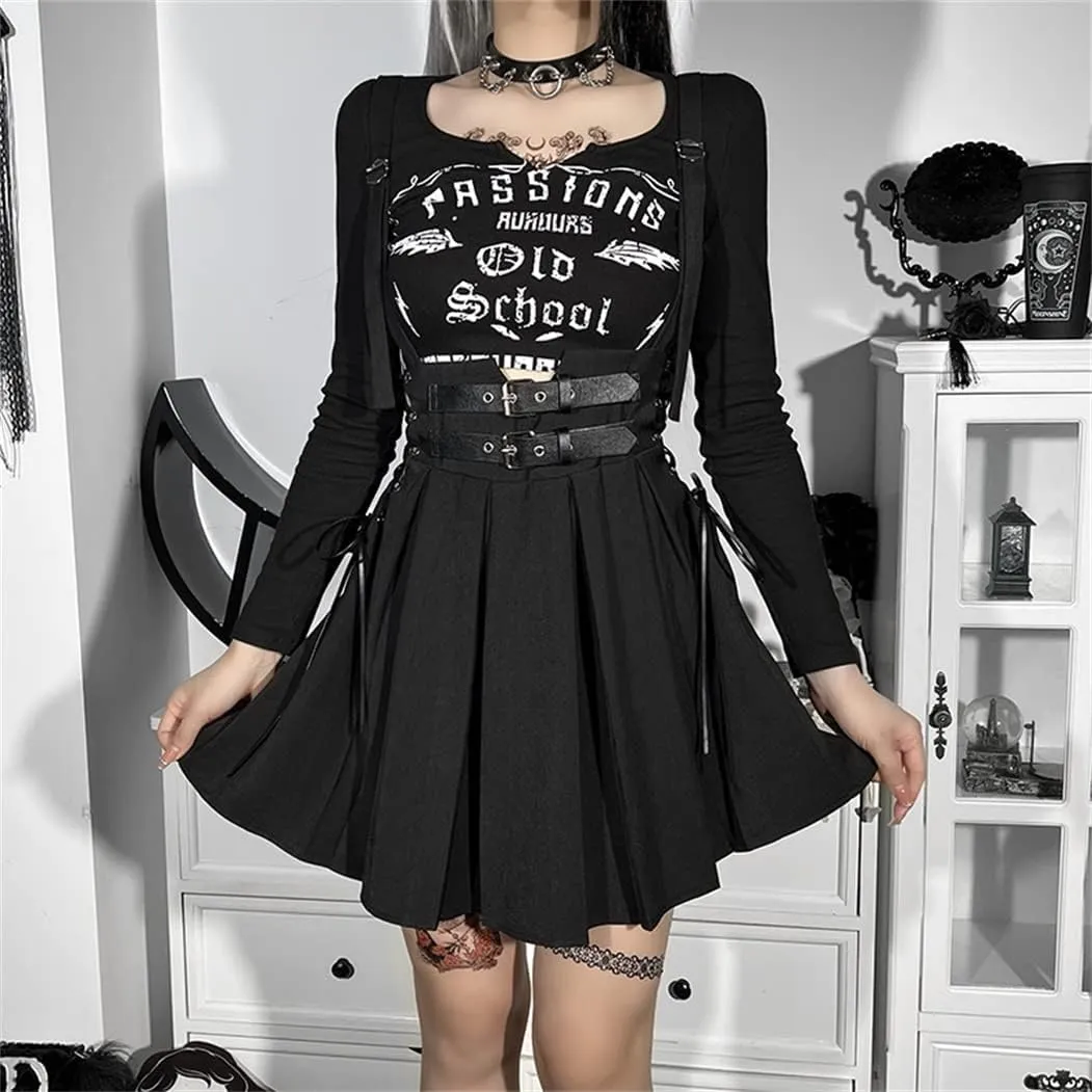 win2win Punk Goth Skirt Black Gothic Grunge Y2k Skirts for Women or Teen Girls