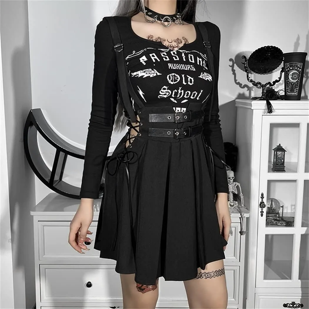 win2win Punk Goth Skirt Black Gothic Grunge Y2k Skirts for Women or Teen Girls