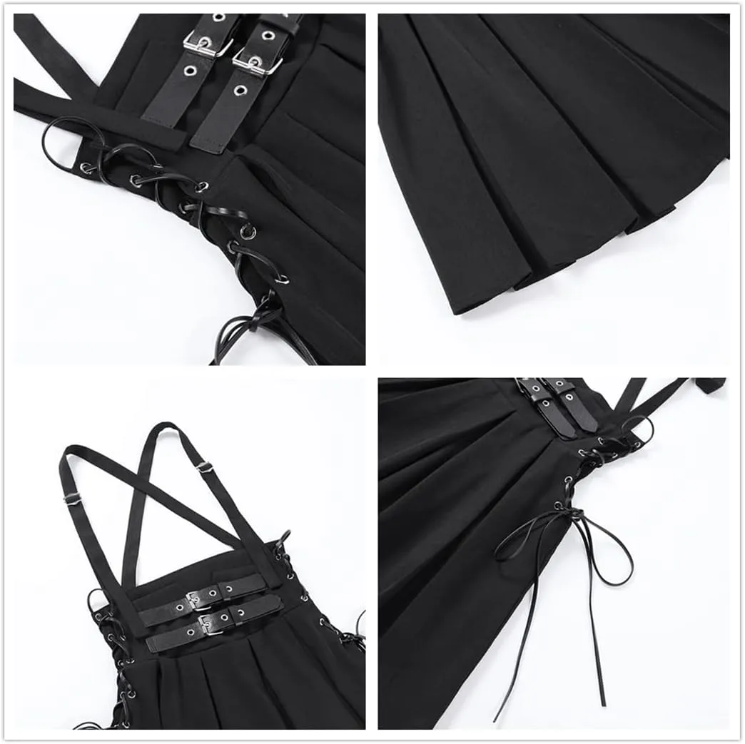 win2win Punk Goth Skirt Black Gothic Grunge Y2k Skirts for Women or Teen Girls