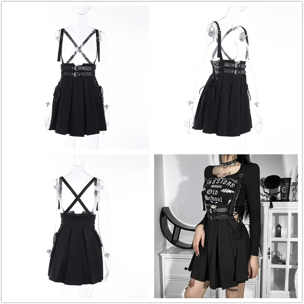 win2win Punk Goth Skirt Black Gothic Grunge Y2k Skirts for Women or Teen Girls