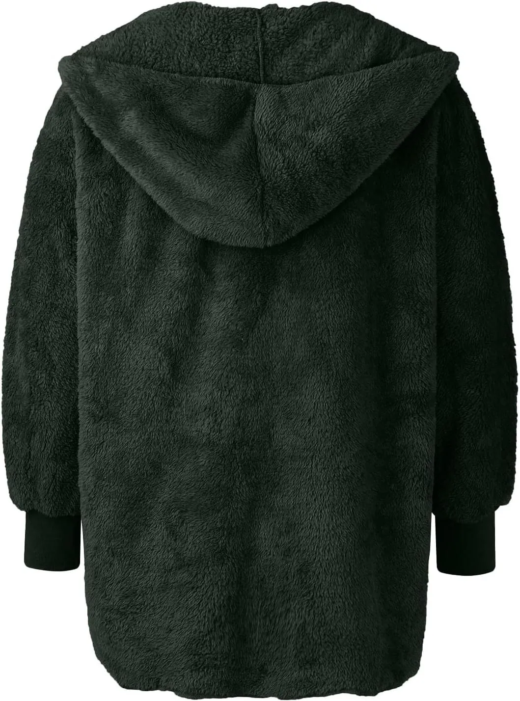 Winter Coats For Women Loose Hooded Jacket Plush Long Sleeve Cardigan Solid Color Coat