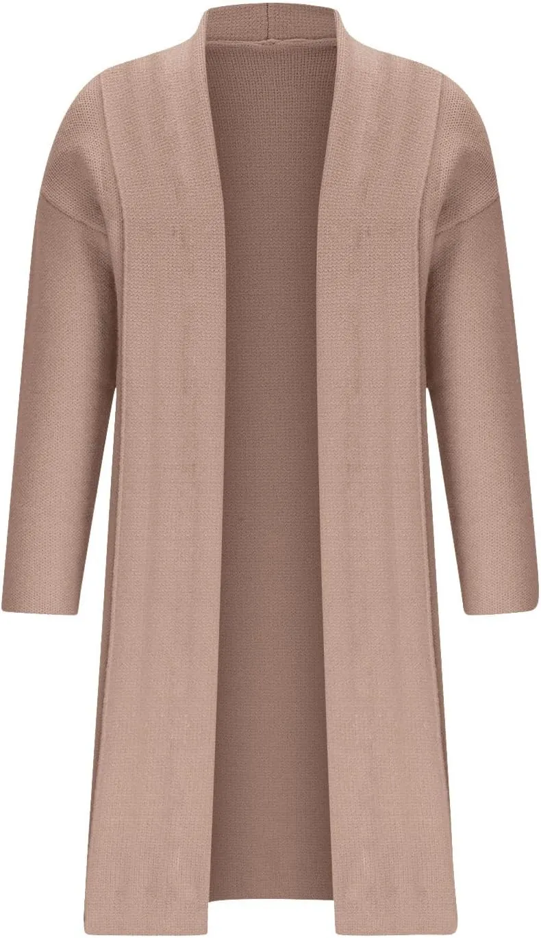 Winter Coats for Women Woolen Trench Coat Chunky Open Front Long Cardigan Slouchy Knit Fall Trendy Coatigan Jackets