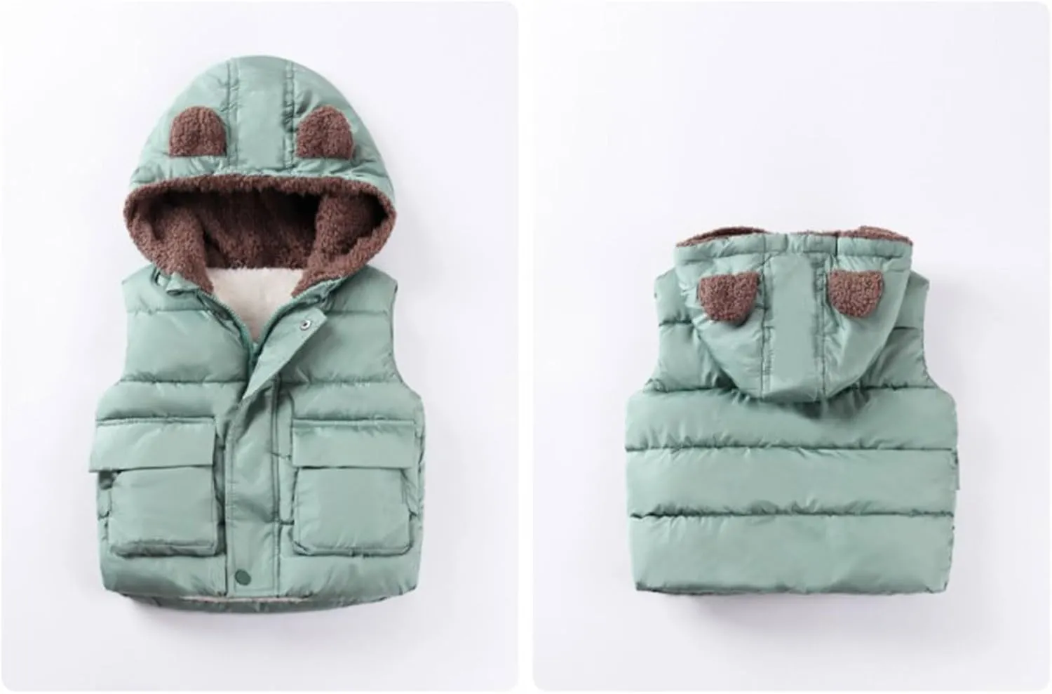 Winter Coats Girls Size 8 Boys And Girls Fall And Winter Bear Padded Hooded Vest Zipper Cotton Jacket Girls Bubble Coat