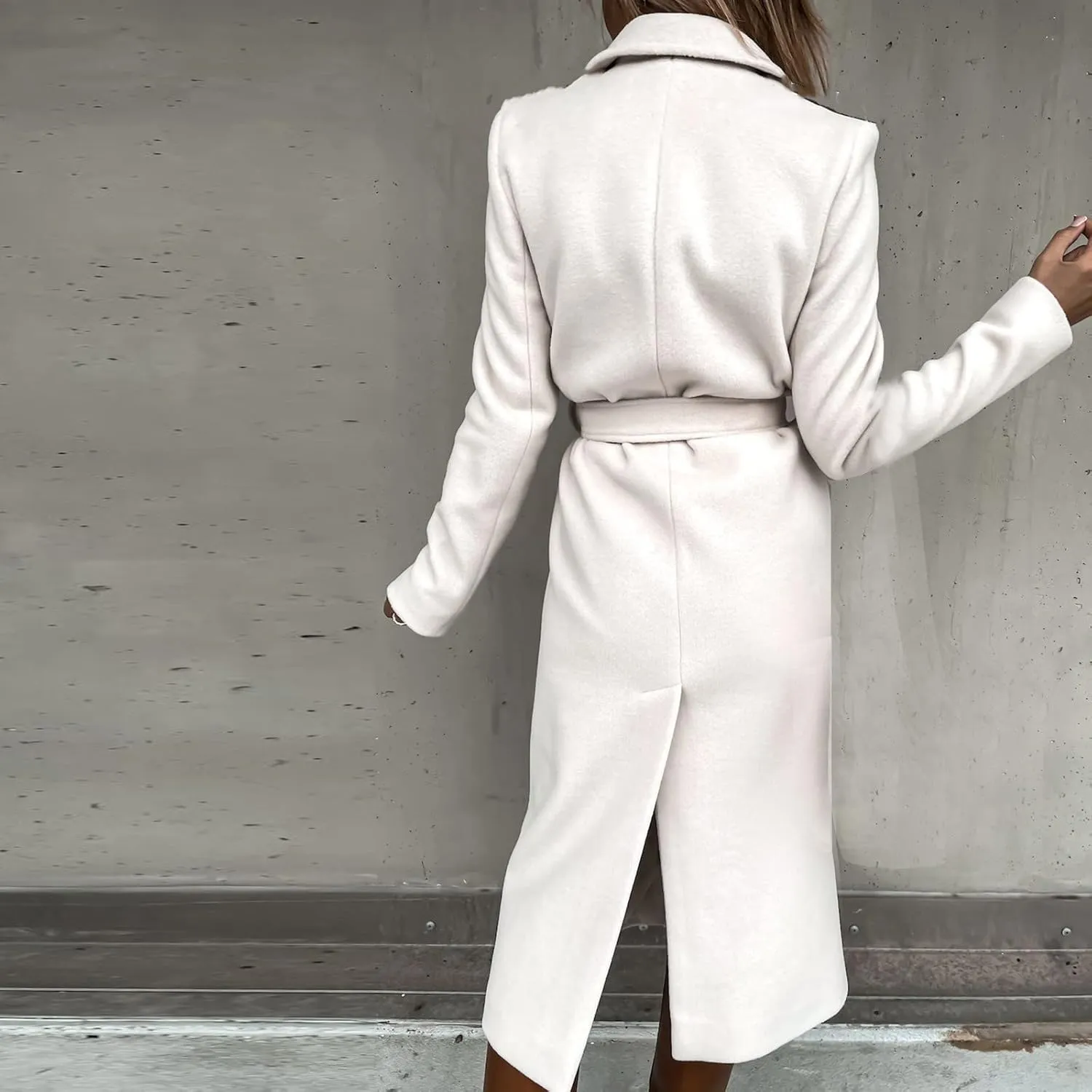 Winter Trench Coat for Women Long Wool Blend Pea Coat Casual Notched Lapel Collar Oversized Overcoat Jacket Outerwear