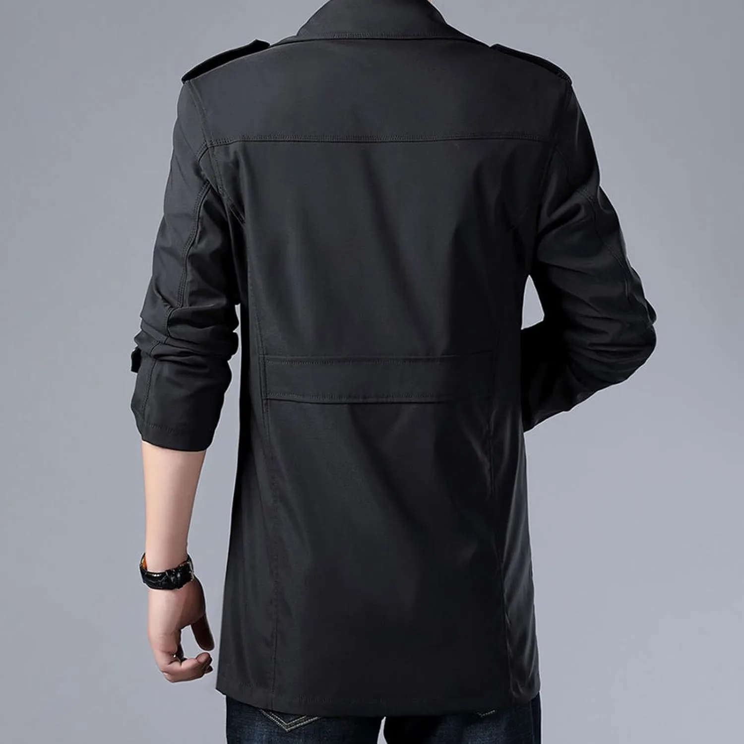 Winter Warm Trench Coats for Men Fashion Lapel Single Breasted Casual Jackets Mid Length Outdoor Windproof Coat
