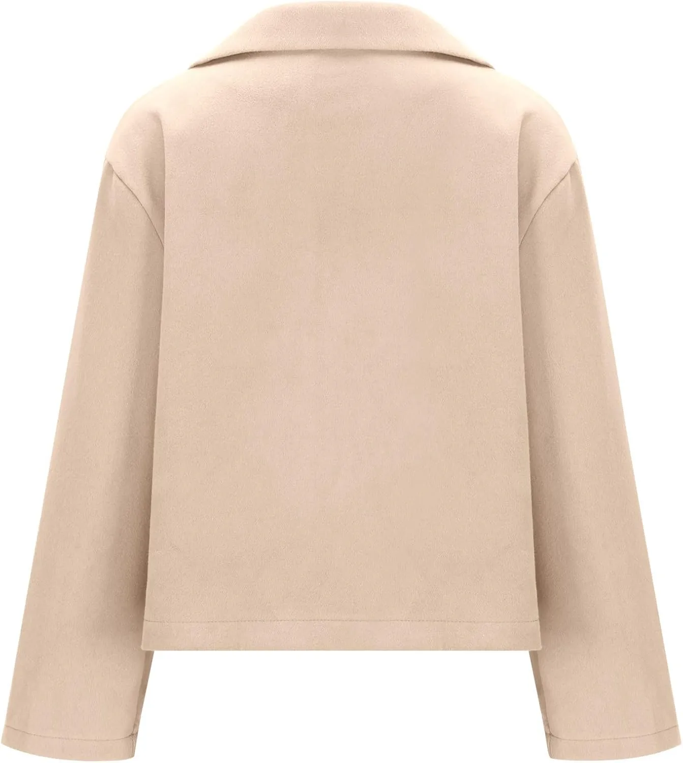 Winter Women Wool Crop Jacket Dressy Long Sleeve Lapel Button Blend Jacket Fall Winter Solid Color Short Pea Coat