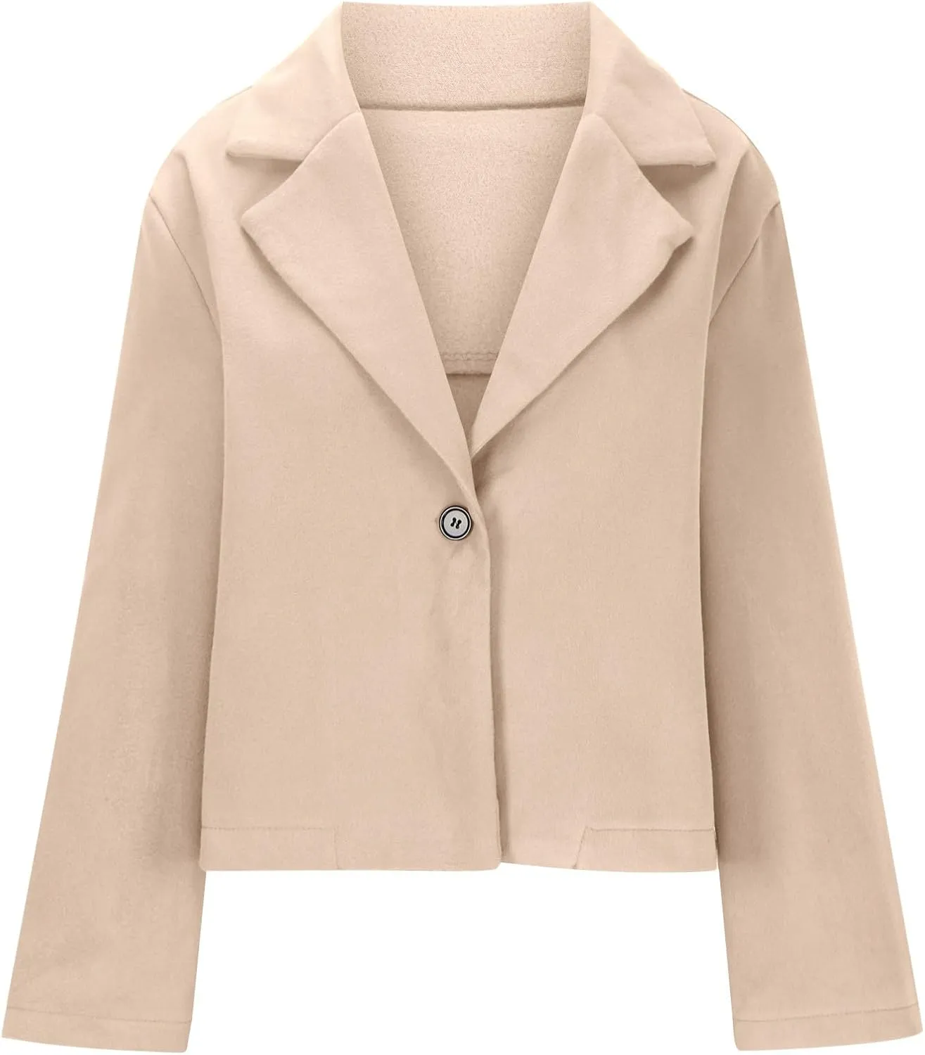 Winter Women Wool Crop Jacket Dressy Long Sleeve Lapel Button Blend Jacket Fall Winter Solid Color Short Pea Coat