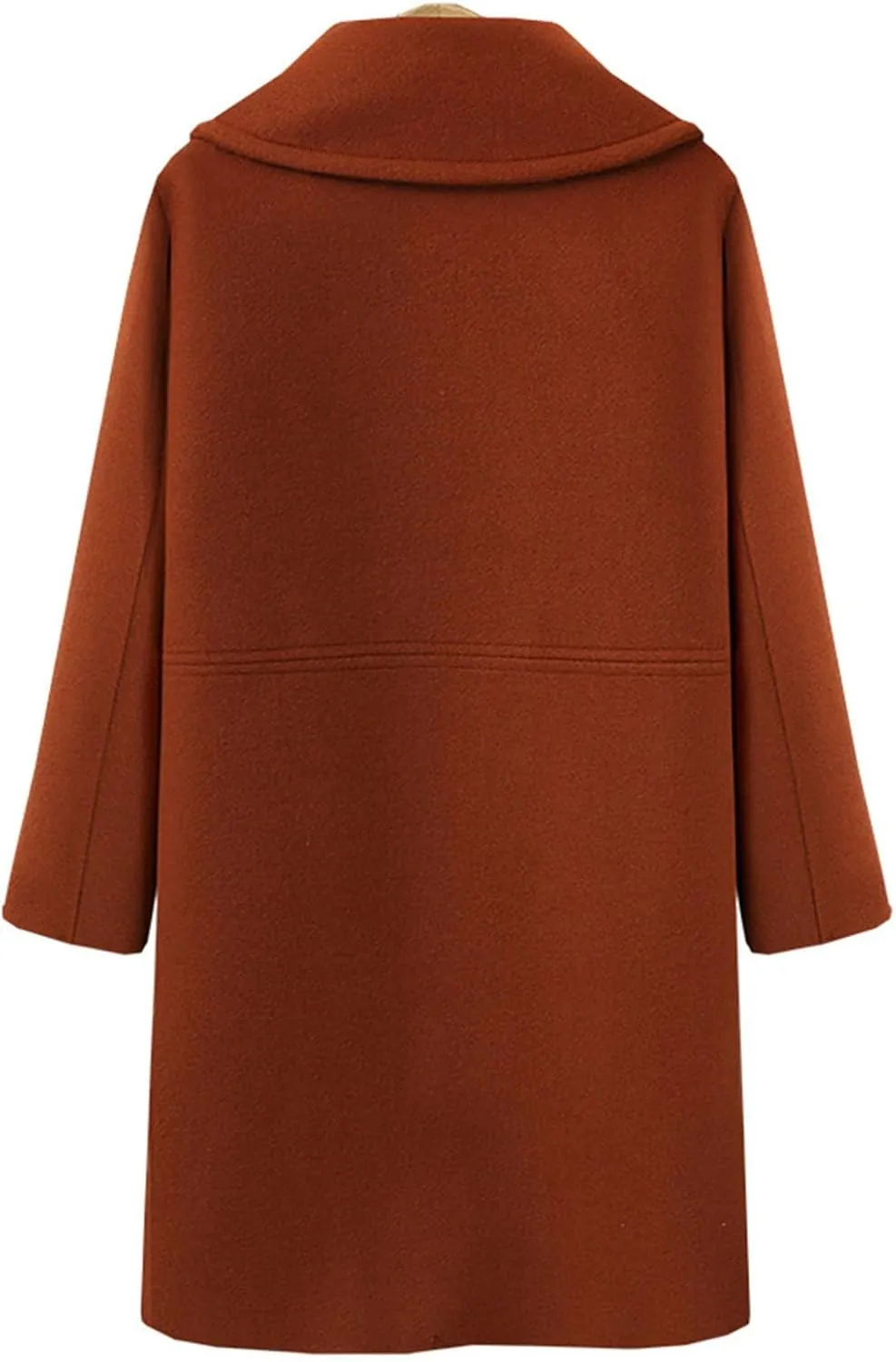 Winter Wool Coats for Women Elegant Double Breasted Mid Length Trench Coat Open Front Notched Collar Over Coat